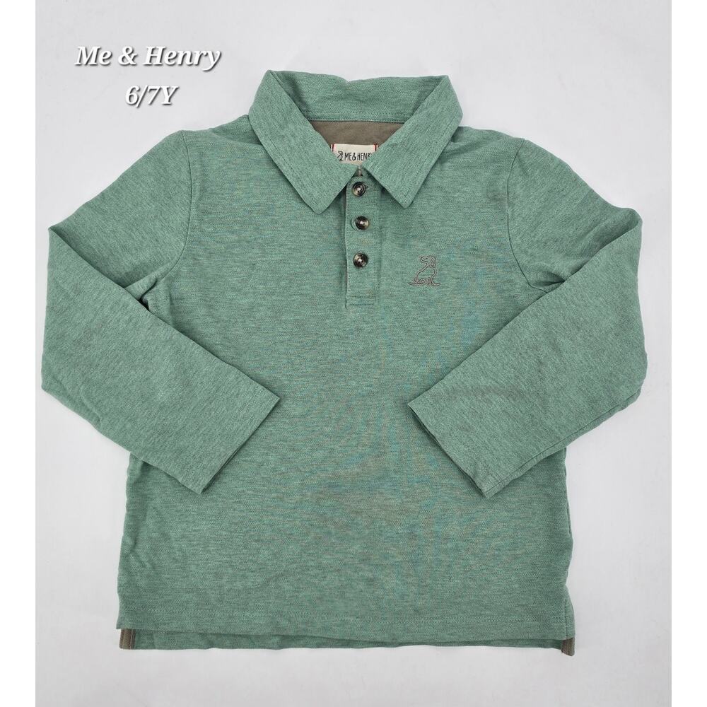 Me & Henry Boys Green Long Sleeve Polo Shirt
Size: 6/7Y
